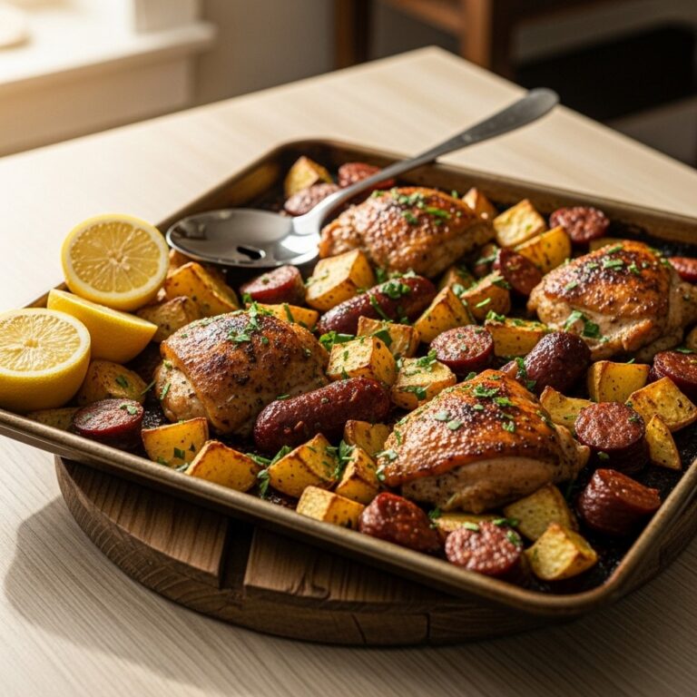 Sheet Pan Sausage (or Chicken) & Potatoes Recipe