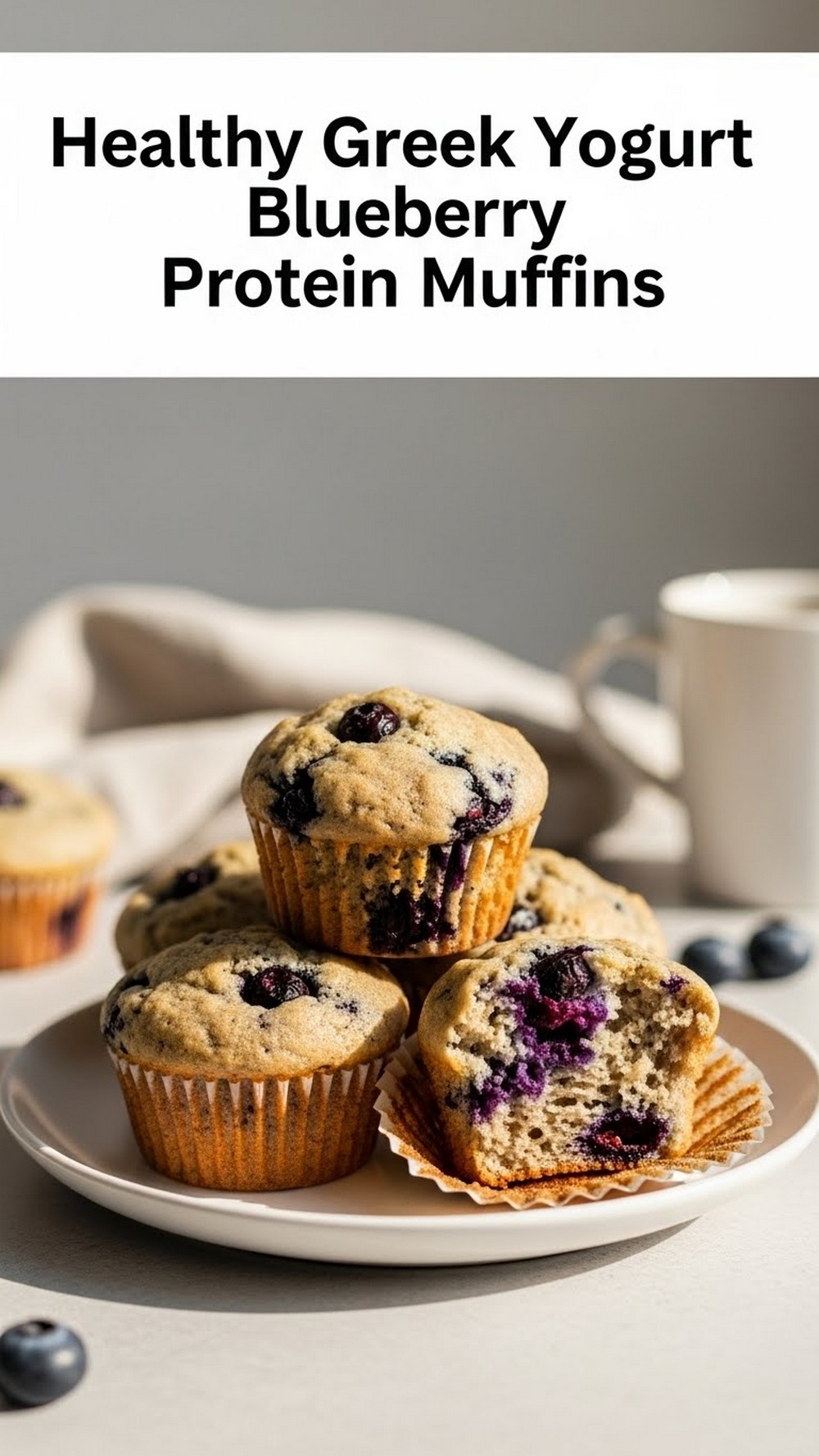 Healthy Greek Yogurt Blueberry Protein Muffins